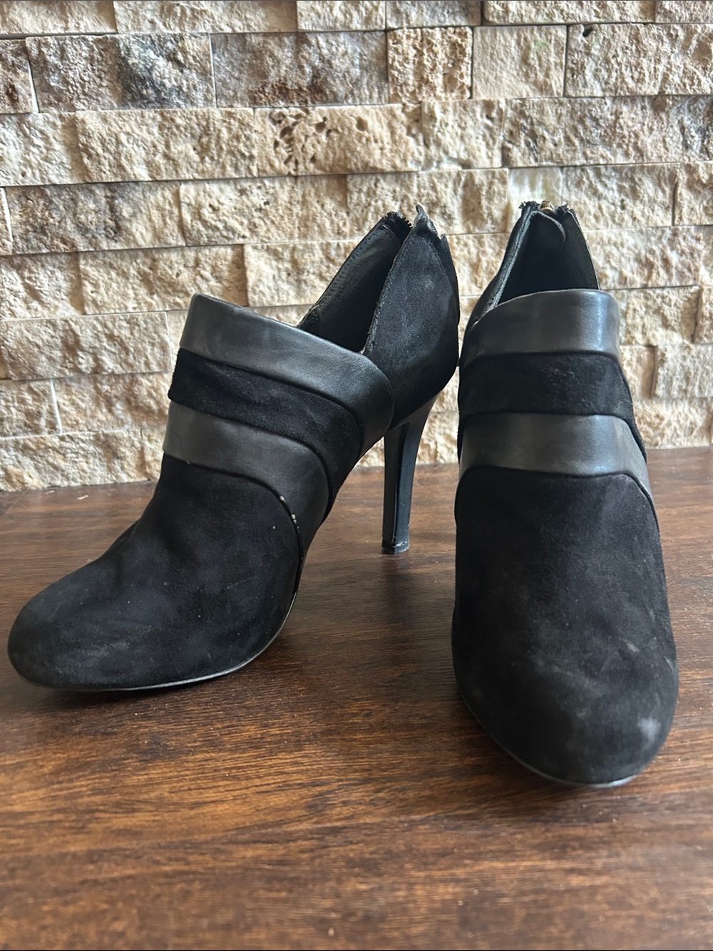 Alfani Black Suede & Leather High Heel Ankle Booties